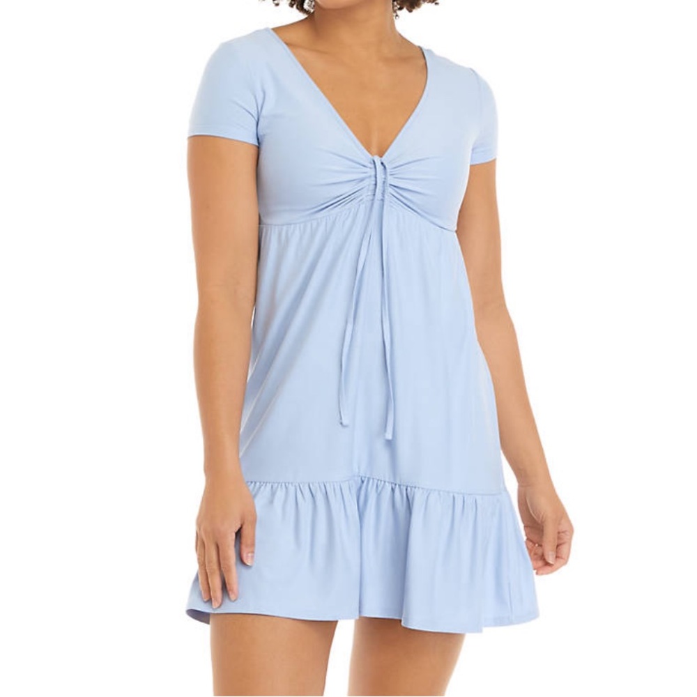 Planet Gold Size Medium Women’s Blue Dress Ruffled Hem Short Sleeve
